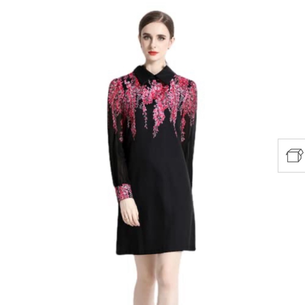 Dress flower above knee dress